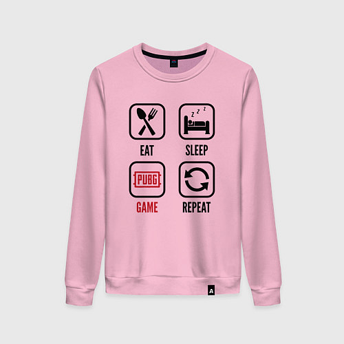 Женский свитшот Eat Sleep PUBG Repeat / Светло-розовый – фото 1
