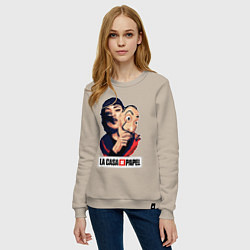 Свитшот хлопковый женский Бумажный дом La casa de papel, цвет: миндальный — фото 2