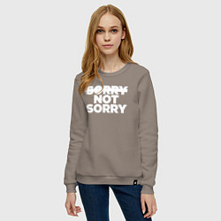 Свитшот хлопковый женский Sorry or not sorry, цвет: утренний латте — фото 2