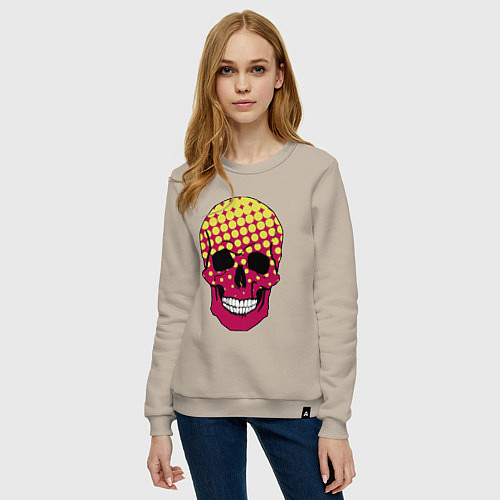 Женский свитшот Pop-art skull / Миндальный – фото 3