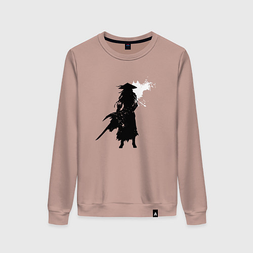 Женский свитшот Самурай и белая луна / Пыльно-розовый – фото 1