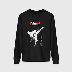 Свитшот хлопковый женский Karate fighter, цвет: черный