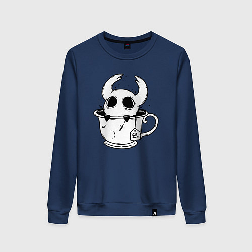 Женский свитшот Hollow Knight рыцарь в чашке / Тёмно-синий – фото 1