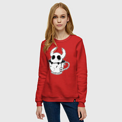 Свитшот хлопковый женский Hollow Knight рыцарь в чашке, цвет: красный — фото 2
