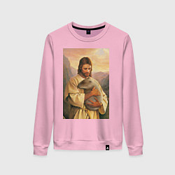 Женский свитшот Иисус и капибара