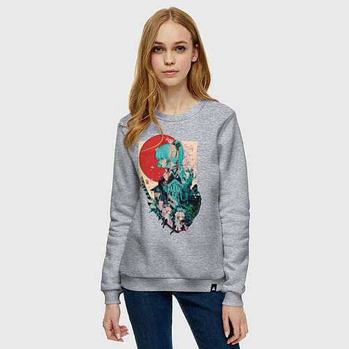 Женский свитшот Аяка самурай - Геншин Импакт / Меланж – фото 3