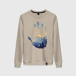 Свитшот хлопковый женский Отпечаток ладони Кратоса, цвет: миндальный