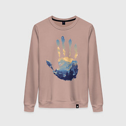 Свитшот хлопковый женский Отпечаток ладони Кратоса, цвет: пыльно-розовый