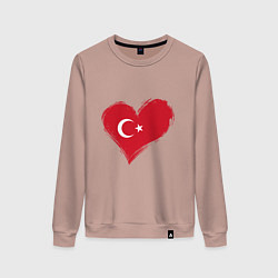 Свитшот хлопковый женский Сердце - Турция, цвет: пыльно-розовый