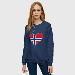 Свитшот хлопковый женский Сердце - Норвегия, цвет: тёмно-синий — фото 2