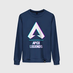 Свитшот хлопковый женский Apex Legends в стиле glitch и баги графики, цвет: тёмно-синий
