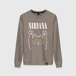 Свитшот хлопковый женский Nirvana rock cat, цвет: утренний латте