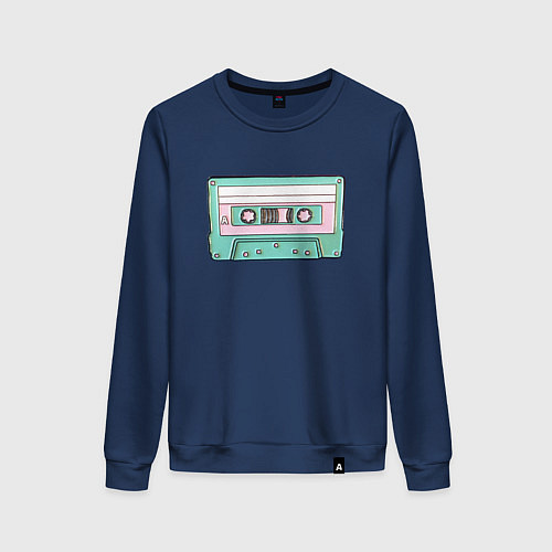 Женский свитшот Музыкальная кассета - олды поймут / Тёмно-синий – фото 1