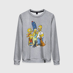 Свитшот хлопковый женский Семейка Симпсонов встречает Новый Год!, цвет: меланж