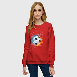 Свитшот хлопковый женский Футбол - противостояние стихий, цвет: красный — фото 2