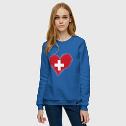 Свитшот хлопковый женский Сердце - Швейцария, цвет: синий — фото 2