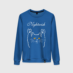 Свитшот хлопковый женский Nightwish rock cat, цвет: синий