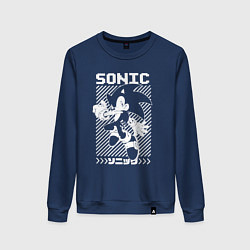 Свитшот хлопковый женский Sonic - game, цвет: тёмно-синий
