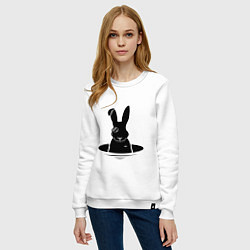 Свитшот хлопковый женский Кролик с моноклем, цвет: белый — фото 2