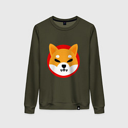 Свитшот хлопковый женский Shiba Inu SHIB, цвет: хаки