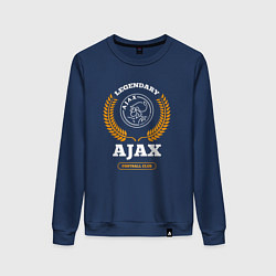 Свитшот хлопковый женский Лого Ajax и надпись legendary football club, цвет: тёмно-синий