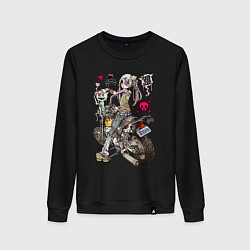 Свитшот хлопковый женский Anime biker girl, цвет: черный
