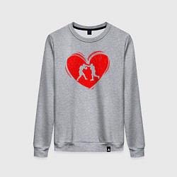 Свитшот хлопковый женский Бокс в моем сердце, цвет: меланж