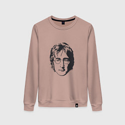 Свитшот хлопковый женский Битлз - Джон Леннон, цвет: пыльно-розовый