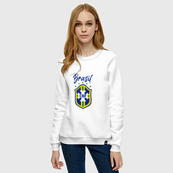 Свитшот хлопковый женский Brasil Football, цвет: белый — фото 2