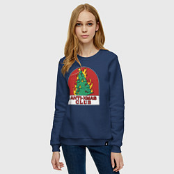 Свитшот хлопковый женский Anti xmas club, цвет: тёмно-синий — фото 2