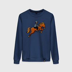 Свитшот хлопковый женский Наездник на лошади, цвет: тёмно-синий