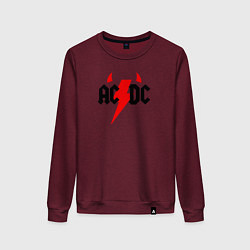 Свитшот хлопковый женский AC DC - рога, цвет: меланж-бордовый
