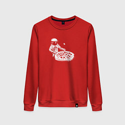 Свитшот хлопковый женский Space breakfast, цвет: красный