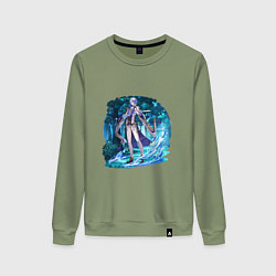 Свитшот хлопковый женский Аято разминается, цвет: авокадо