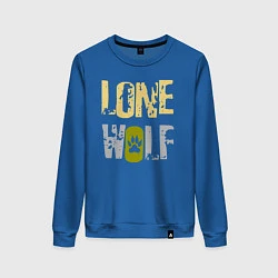 Свитшот хлопковый женский Lone Wolf - одинокий волк, цвет: синий