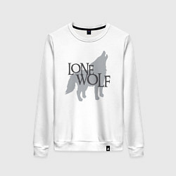Свитшот хлопковый женский LONE WOLF одинокий волк, цвет: белый