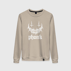Свитшот хлопковый женский Phonk лого, цвет: миндальный