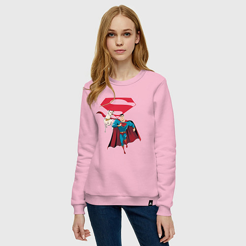 Женский свитшот Крипто и Супермен с лого DC Лига Суперпитомцы / Светло-розовый – фото 3
