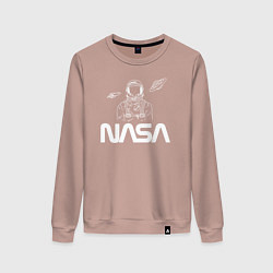 Свитшот хлопковый женский Nasa - космонавт, цвет: пыльно-розовый