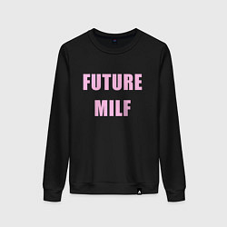 Свитшот хлопковый женский Future milf, цвет: черный