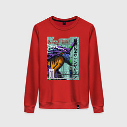 Свитшот хлопковый женский EVA 01 Poster - Evangelion, цвет: красный