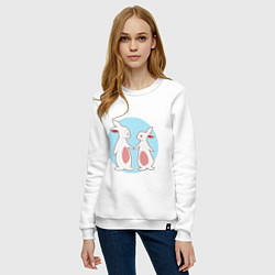 Свитшот хлопковый женский Друзья Кролики, цвет: белый — фото 2