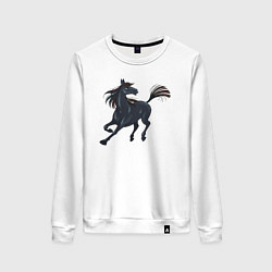 Свитшот хлопковый женский Лошадь мустанг, цвет: белый