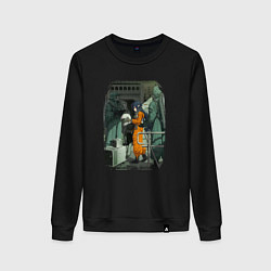 Свитшот хлопковый женский Милая Ирина - Луна Лайка и Носферату, цвет: черный