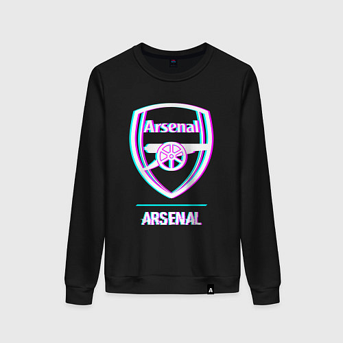 Женский свитшот Arsenal FC в стиле glitch / Черный – фото 1