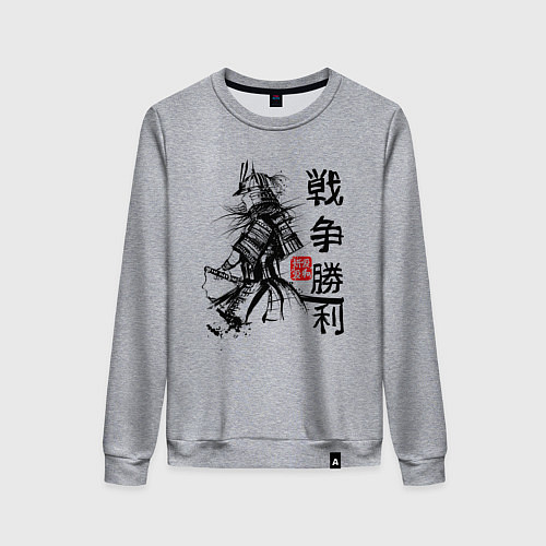 Женский свитшот Самурай с мечом в шлеме / Меланж – фото 1