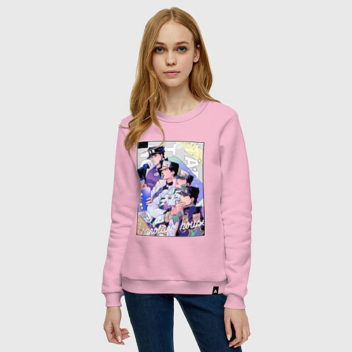 Женский свитшот Этапы жизни Джотаро- JoJO / Светло-розовый – фото 3