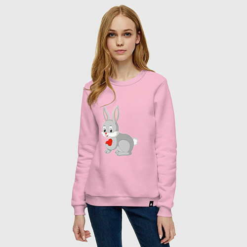 Женский свитшот Кролик и сердечко / Светло-розовый – фото 3