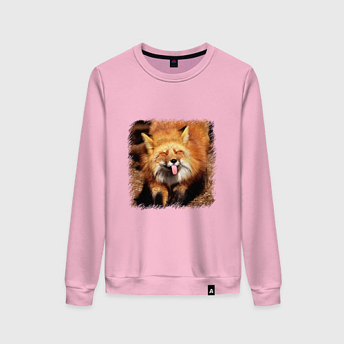 Женский свитшот Лиса показывает язык / Светло-розовый – фото 1