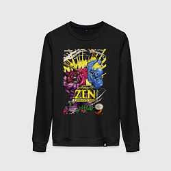 Свитшот хлопковый женский Zen - intergalactic ninja, цвет: черный